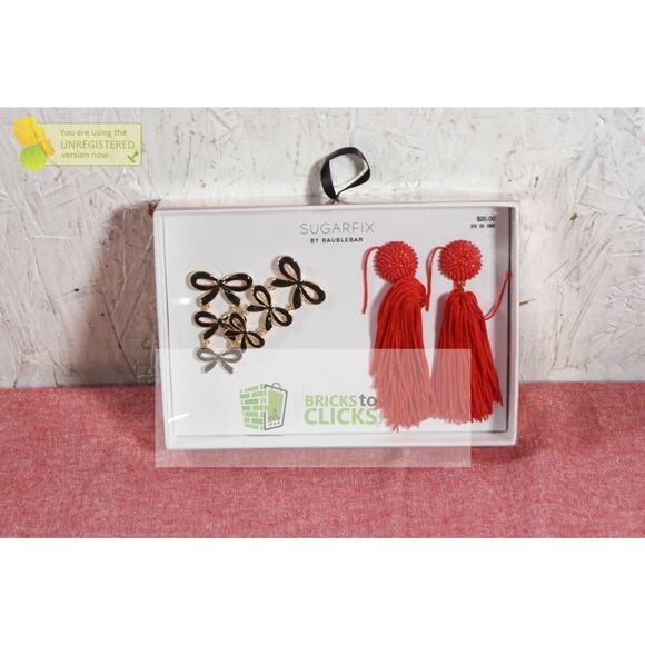 SUGARFIX by BaubleBar Bow and Tassel Earring Set 2pc - Red/Black - Picture 1 of 5